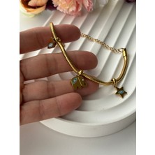 In Accessories Pandora Fil-Kalp-Yıldız Charmlı Gold Çelik Bileklik