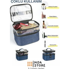 MDA STORE Makyaj Çantası Seyahat Kadın Bakım Çantası Makyaj Bavulu Çift Bölmeli Çok Fonksiyonlu Makyaj Organizeri