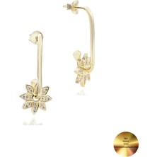18K Serie Oro Sallantılı Çiçek Night Kadın Gümüş Küpe
