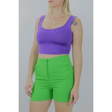 Glamfit Micro Parçalı Crop Mor - LKS2022.25