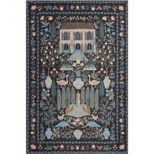 Rugs Modern Floral Mira Siyah Ev ve Botanik Tema Renkli Dokuma Taban Halı Mira 1315