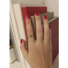 Humer Accessories Zirkon Detay Kalp Model Ayarlanabilir Çelik Yüzük