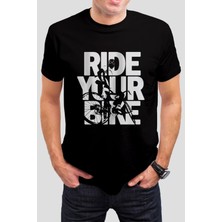 T-35 Ride Your Bike Baskılı Siyah Unisex T-Shirt C983