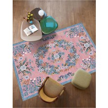 Rugs Modern Pembe Çiçek Temalı Pastel Renkli Dokuma Taban Halı Mira 1338