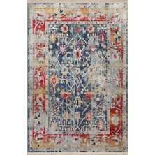 Rugs Modern Kırmızı Mavi Temalı Soyut Geleneksel Motif Etnik Çiçek Desenli Vintage Dekoratif Halı 2388