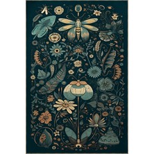 Rugs Modern Koyu Ton Çok Renkli Karma Etnik Çiçek ve Gül Desenli Modern Dekoratif Halı 2332