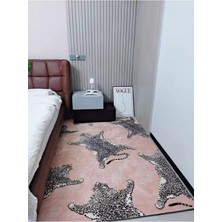 Rugs Modern Pembe Leopar Tema Dekoratif Dokuma Taban Halı Mira 1299