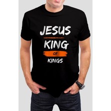 T-35 Jesus King Baskılı Siyah Unisex T-Shirt C977