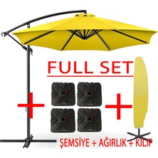 Gunbo Home 3 mt 8 Kaburga Full Demir 21 kg Sarı Bahçe Şemsiyesi Full Set Havuz Şemsiyesi Büyük Şemsiye