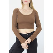 Glamfit U Yaka Kaşkorse Bluz Kahve - 138.950