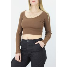 Glamfit U Yaka Kaşkorse Bluz Kahve - 138.950