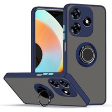 Gpack Tecno Spark 10C Kılıf Montreal Yüzüklü Mıknatıslı Kamera Korumalı Silikon Lacivert