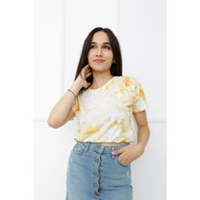 Glamfit Batik Desenli Crop Sarı - 411.0311.