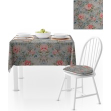 BenimOl Gül Desenli Yeşil Yapraklı Kırmızı Masa Örtüsü 140x140