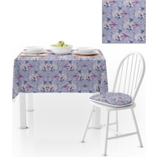 BenimOl Sarmaşık Desenli Yapraklı Gri Mor Antrasit Kadife Dokulu 180x220 Masa Örtüsü