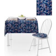 BenimOl Yaprak Desenli Lacivert Masa Örtüsü 140x220