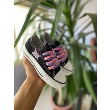 Star You Store Star You Store My Melodi&Kuromi Baskılı Siyah Kısa Keten Günlük Sneaker Ayakkabı