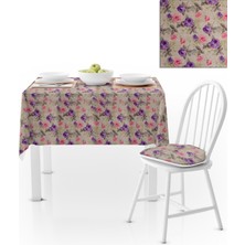 BenimOl Gül Desenli Pembe Mor Masa Örtüsü 140x220