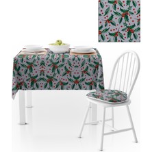 BenimOl Kızılcık Desenli Yeşil Yapraklı Masa Örtüsü 140x140