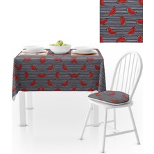 BenimOl Karpuz Dilimli Desenli Siyah Beyaz Zemin Masa Örtüsü 140x220