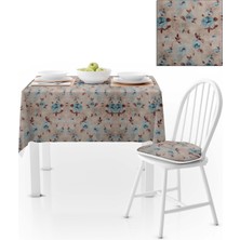 BenimOl Gül Desenli Turkuaz Kahve Masa Örtüsü 140x220