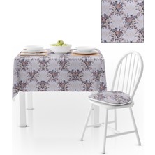 BenimOl Modern Gül Yapraklı Krem Kadife Dokulu 180x220 Masa Örtüsü