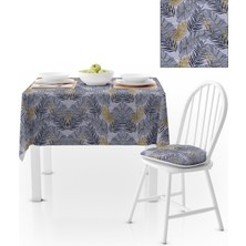 BenimOl Palmiye Desenli Sarı Gri Masa Örtüsü 140x140