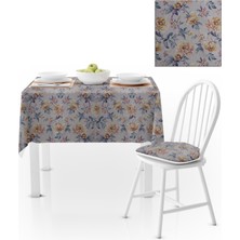 BenimOl Çiçek Desenli Eskitme Hardal Mürdüm Masa Örtüsü 120x140