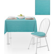 BenimOl Turkuaz Kadife Dokulu Masa Örtüsü 180x220