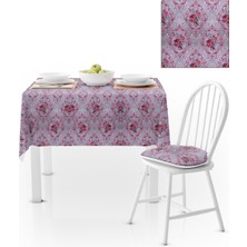 BenimOl Modern Damask Desenli Vizon Kadife Dokulu 140x180 Masa Örtüsü