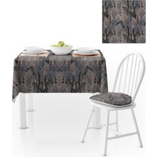 BenimOl Yaprak Desenli Vizon Antrasit Masa Örtüsü 120x140