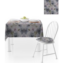 BenimOl Gül Desenli Vizon Kot Mavi Masa Örtüsü 140x260