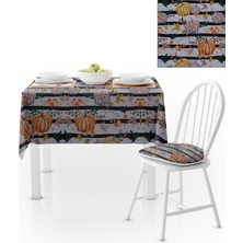 BenimOl Bal Kabağı Desenli Siyah Çizgili Masa Örtüsü 120x140