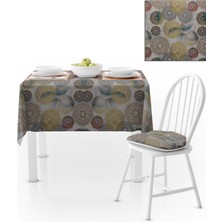 BenimOl Geometrik Desenli Motifli Sarı Kiremit Vizon Masa Örtüsü 140x260