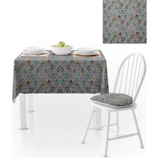 BenimOl Baklava Desenli Turkuaz Lacivert Pembe Masa Örtüsü 140x140