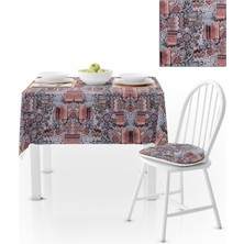 BenimOl Geometrik Desenli Kahve Çikolata Kadife Dokulu 120x180 Masa Örtüsü