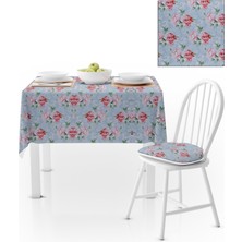 BenimOl Sarmaşık Desenli Yapraklı Kırmızı Yeşil Kadife Dokulu 180x180 Masa Örtüsü