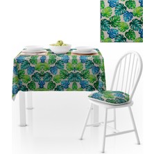 BenimOl Yaprak Desenli Krem Zemin Yeşil Masa Örtüsü 140x260