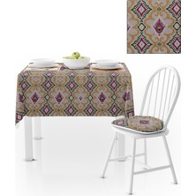 BenimOl Etnik Desenli Mürdüm Yeşil Masa Örtüsü 120x140