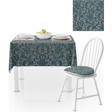 BenimOl Eskitme Kot Desenli Yeşil  Masa Örtüsü 140x220