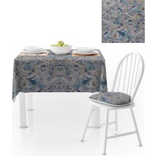 BenimOl Sulu Boya Desenli Turkuaz Lacivert Masa Örtüsü 120x140