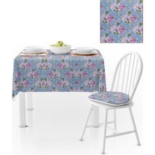 BenimOl Sarmaşık Gül Desenli Yeşil Kiremit Kadife Dokulu 140x180 Masa Örtüsü