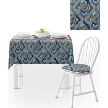 BenimOl Baklava Dilimi Desenli Lacivert Turkuaz Mavi Masa Örtüsü 120x140