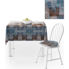 BenimOl Patchwork Desenli Motifli Mavi Lacivert Runner Masa Örtüsü 140x180
