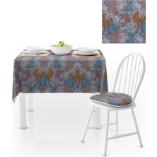 BenimOl Yaprak Desenli Modern Renk Beyaz Masa Örtüsü 140x220