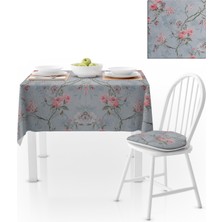 BenimOl Sarmaşık Çiçek Desenli Mint Zemin Pembe Masa Örtüsü 140x260