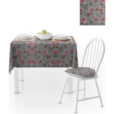 BenimOl Çiçek Desenli Eskitme Kırmızı Yeşil Masa Örtüsü 140x260