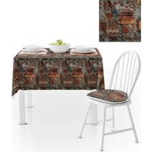 BenimOl Geometrik Desenli Renkli Kahve Çikolata Runner Masa Örtüsü 120x140