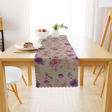 BenimOl Gül Desenli Pembe Mor Runner 40x140