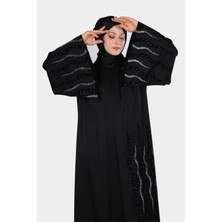 Harika Wear Siyah Desenli Şik Abaya Ferace